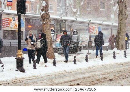 ISTANBUL, TURKEY - FEBRUARY 18, 2015: istanbul winter a day.People walking in sultanahmet district.