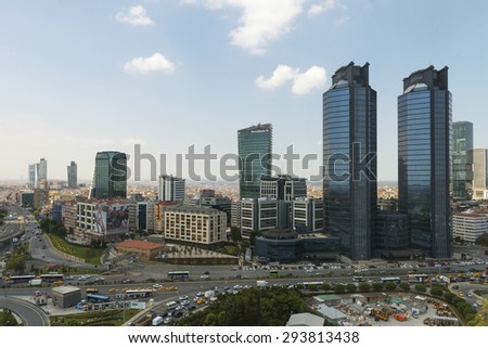 ISTANBUL, TURKEY - JUNE 26 ,2015:Zincirlikuyu District in istanbul. Skyscrapers,mall and residences in Zincirlikuyu, one of the most populated financial districts of Istanbul.