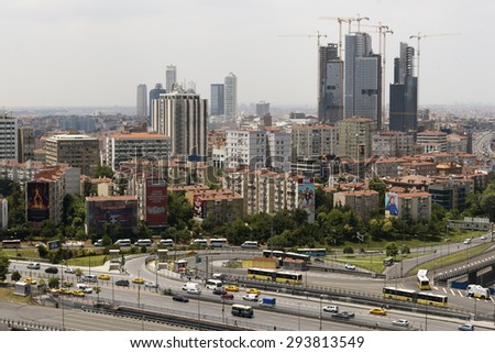 ISTANBUL, TURKEY - JUNE 26 ,2015:Zincirlikuyu District in istanbul. Skyscrapers,mall and residences in Zincirlikuyu, one of the most populated financial districts of Istanbul.