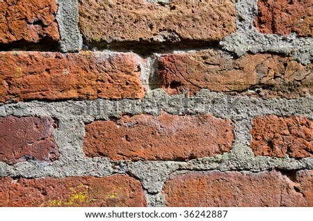 An old brick wall and mortar