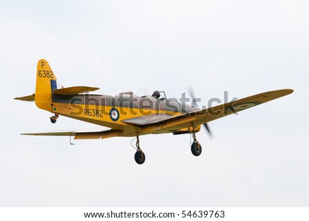 SHUTTLEWORTH, BEDFORDSHIRE - JUNE 6:  Miles M14A Magister in flight at the Air Display on June 06, 2010 at Shuttleworth, Old Warden Park, Bedfordshire, UK.