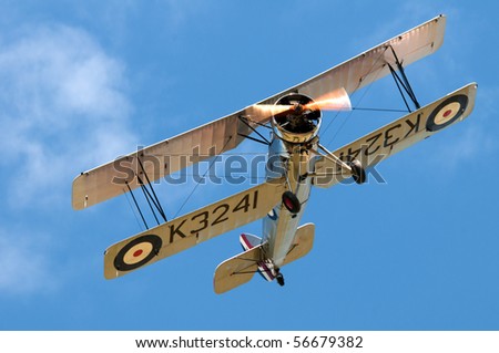 SHUTTLEWORTH, BEDFORDSHIRE - JULY 4: Avro 621 Tutor in flight at the Air Display on July 4, 2010 at Shuttleworth, Old Warden Park, Bedfordshire, UK.