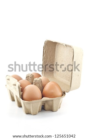 Eggs in paper tray.