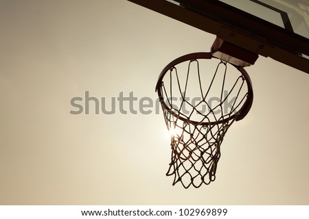 silhouette of Basketball Basket in the sunset