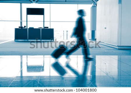 rush moving passenger in the airport, blue tune, shot in asia