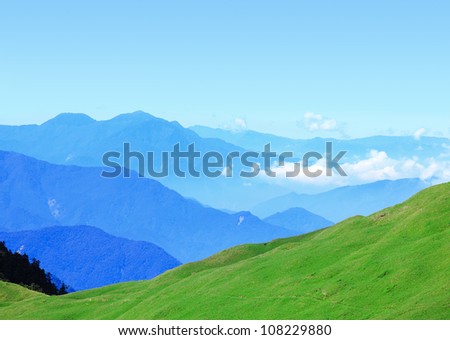 Green mountain with beautiful blue sky shot in taiwan, asia