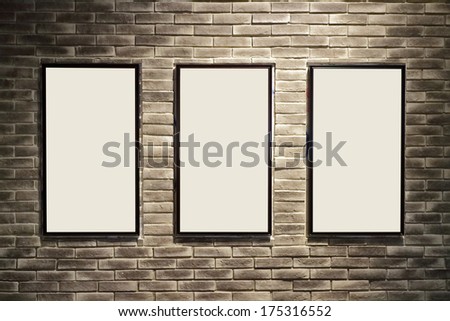 photo frame on old grunge brick wall texture
