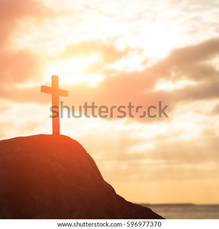 silhouette of cross - symbol of God love to people