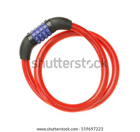 Cable bike lock isolated on white background