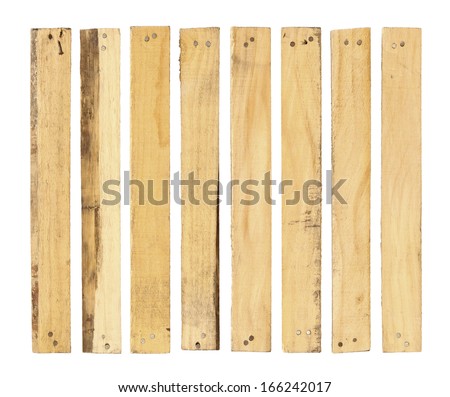 Wood plank with nail head isolated on white background