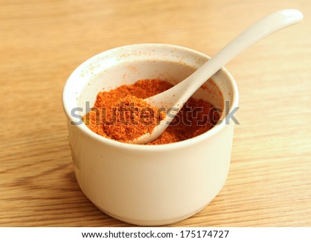 Chili powder in ceramic cup
