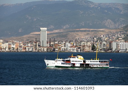 IZMIR, TURKEY - JUNE 28: Izmir municipality\'s urban ferry services in the Gulf of Izmir, June 28, 2012 in Izmir, Turkey. Izmir is the third most populous city in Turkey.