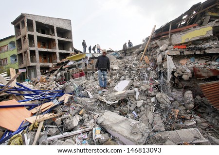 Van, Turkey - October 25: Buildings Ruined During The Earthquake Of Van-Ercis On October 25, 2011 In Van, Turkey. It Is 604 Killed And 4152 Injured In Van-Ercis Earthquake.