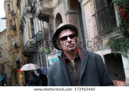 ISTANBUL, TURKEY - FEBRUARY 15: French film director, critic, and writer Alex Christophe Dupont, best known as Leos Carax portrait on February 15, 2013 in Istanbul, Turkey.