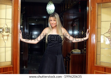 ISTANBUL, TURKEY - JANUARY 6: Famous Turkish actress, television series star and movie star Sinem Kobal portrait on January 6, 2005 in Istanbul, Turkey. She started her acting career in a sitcom Dadi.