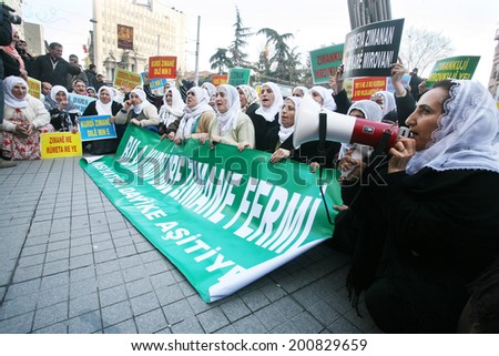 ISTANBUL, TURKEY - JANUARY 17: The Peace Mothers (Turkish= Baris Anneleri) is a women's civil rights movement in activism at Galatasaray Square on January 17, 2009 in Istanbul, Turkey.