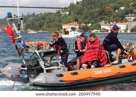 ISTANBUL, TURKEY - MARCH 13: Dak-Sar Sea Rescue Team in the Bosphorus sea on March 13, 2010 in Istanbul, Turkey.