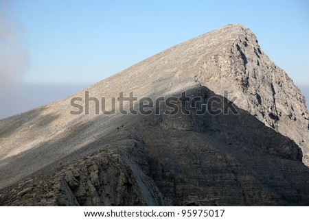 Skala peak in the Mount Olympus at 2880 mt (Mount Olympus is the home of the Twelve Olympians, the principal gods in the Greek pantheon)