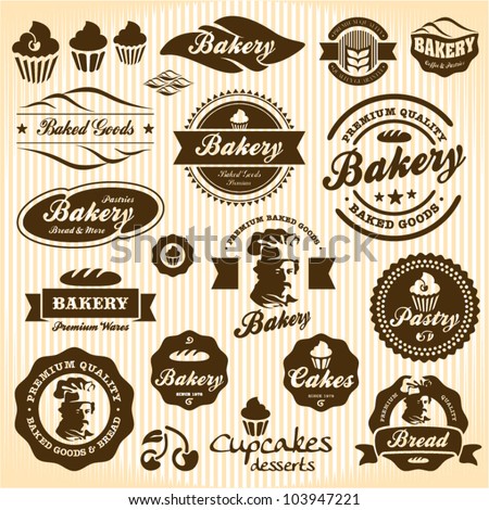 Logo Design   on Bakery Labels Retro Style Vintage Set Stock Vector 103947221