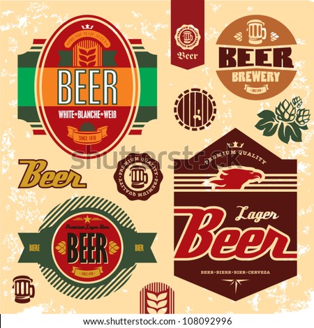 Beer Labels, Badges And Icons Set. Stock Vector Illustration 108092996