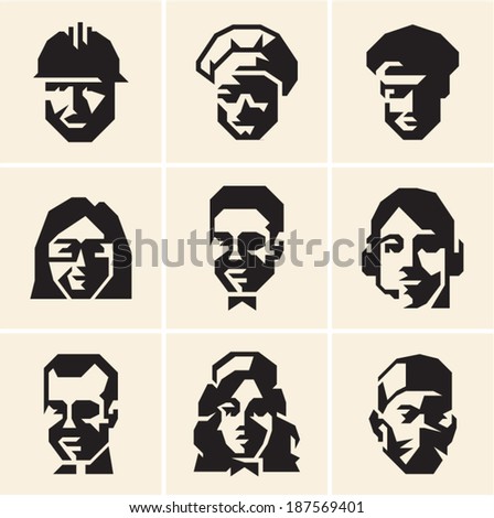 People icons. Occupations. Professions. Vector people collection.