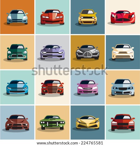Car icons. Flat style car icon.