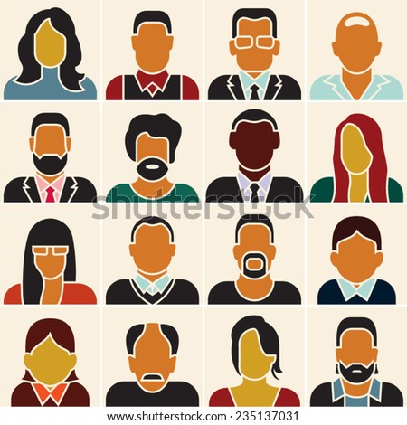 Business people icons. People flat icons set.