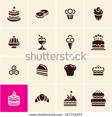 Cakes and dessert icons set. Dessert icons. Confectionery. Pastry.