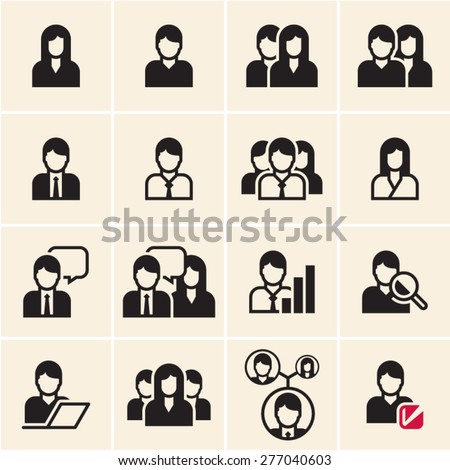 People vector icons set. Office people.