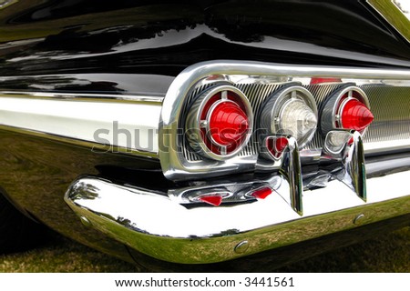 close-up of an antique car taillight