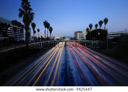 Los Angeles Highway at dusk