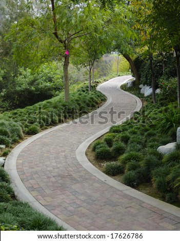 Japanese Garden With Paving Stone Walkway Stock Photo 17626786 ...