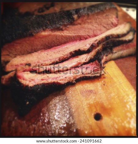 Instagram Filtered Image of a Beef Brisket Close Up