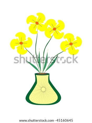 Yellow jar and yellow flowers