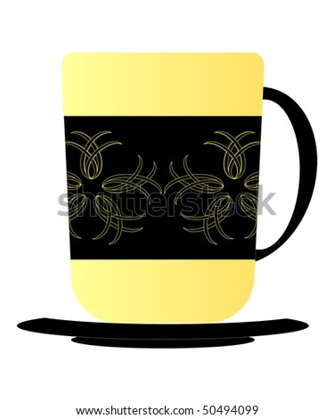 Yellow mug with arabesques