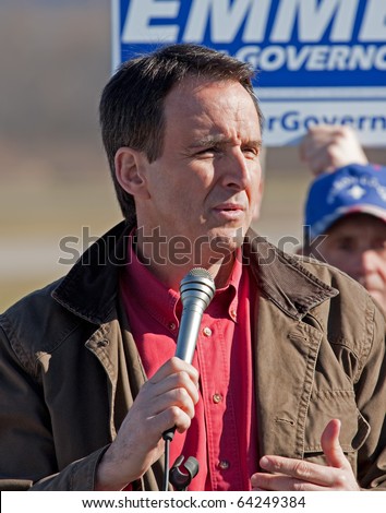 WINONA, MINNESOTA - NOV 1: Minnesota Governor Tim Pawlenty talks to supporters at a political rally on November 1, 2010 in Winona, Minnesota.