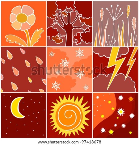 red nature icon set