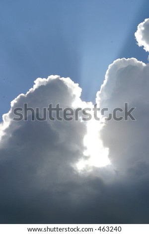 Sun behind cloud with light flare