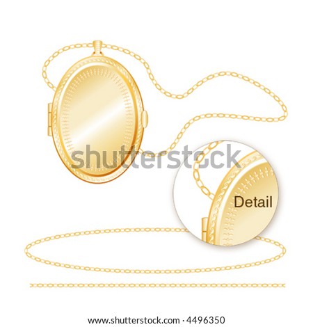 oval antique gold locket, chain, white background. Old fashioned ... oval antique gold locket, chain, white background. Old fashioned ...