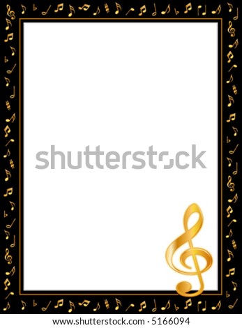 musical notes border. order, golden music notes