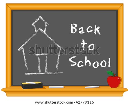 school house drawing. blackboard, schoolhouse