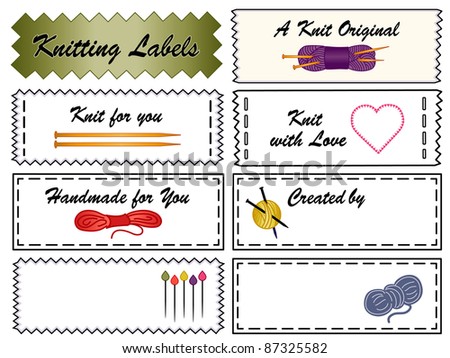 knitting labels collection of eight tags with copy space to knitting labels 450x358 stock photo knitting labels collection of eight tags with copy space to customize with your name for knitting 87325582 Knitting Labels