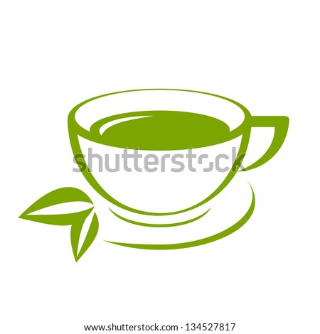 Vector icon of green tea cup - stock vector