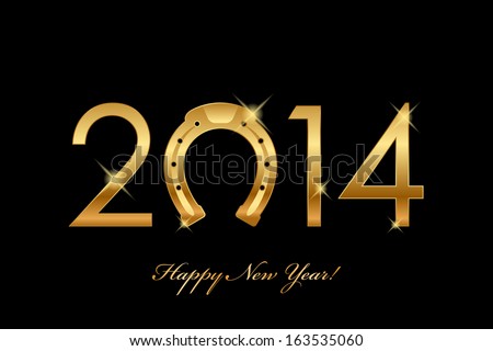 Vector 2014 background with gold horseshoe for good luck year of the horse Vector 2014 background with gold horseshoe for good luck year of the horse