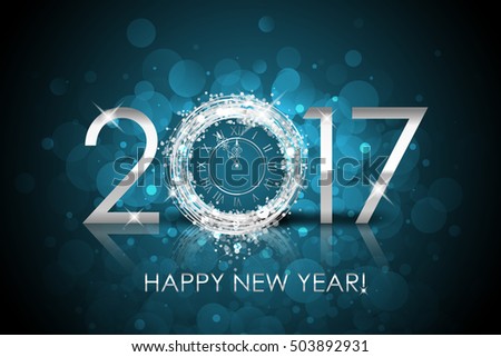 Vector 2017 Happy New Year background with silver clock. 2017. New Year 2017. Happy New Year. Happy New Year 2017. New Year background. 2017 background. Happy New Year background.