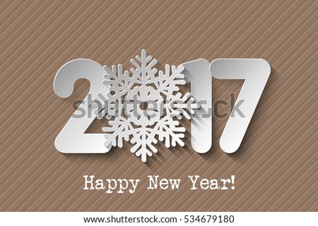 Vector 2017 Happy New Year card with  numbers from paper