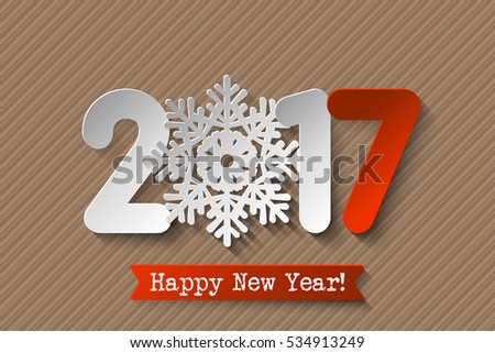 Vector 2017 Happy New Year retro card with white and red numbers