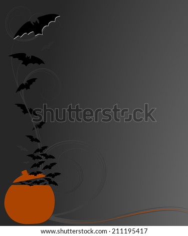 halloween design with flying bats and pumpkin