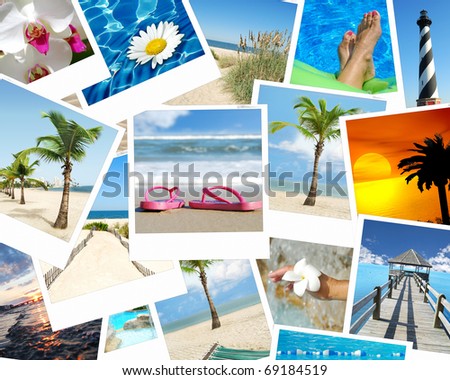 background vacation photo collage tropical