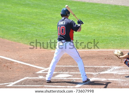 Kissimee,FL - March 19, 2011: Spring Training Atlanta Braves Chipper Jones at bat during game versus New York Mets at Champions Field on March 19,2011.